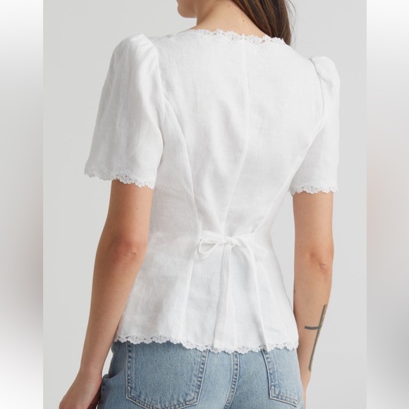 Reformation Anabella Linen White Top size4 - Picture 2 of 8